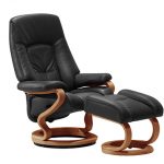 Stunning Ebstree Swivel recliner chair and footstool (small) Grade 24 Leather swivel recliner chairs with footstool