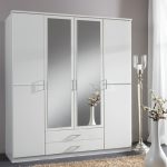 Stunning Florence Mirrored Wardrobe In White With Diamanté And 4 Doors - 19493 white mirrored wardrobe