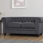Stunning Hampton Slate Grey Fabric Chesterfield Sofa - 2 Seater fabric chesterfield sofa