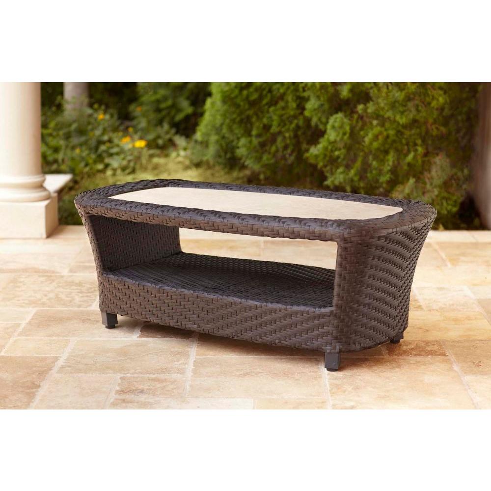 Stunning Highland Patio Coffee Table -- STOCK wicker coffee table outdoor