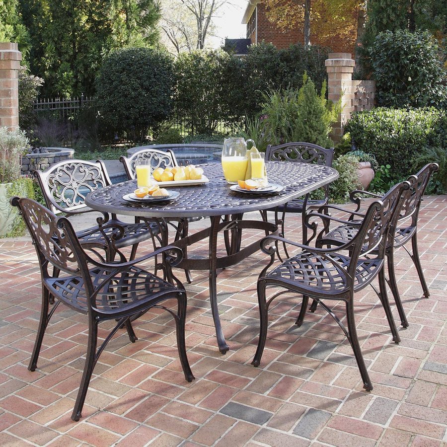 Stunning Home Styles Biscayne 7-Piece Aluminum Patio Dining Set bistro patio sets clearance