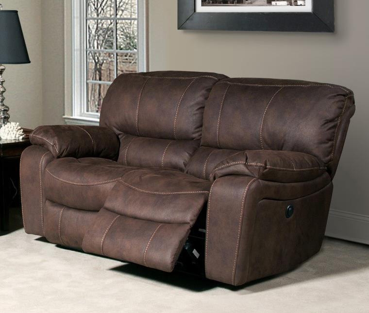 Stunning Jupiter Dual Reclining Loveseat in Dark Kahlua Synthetic Leather by Parker dual reclining loveseat