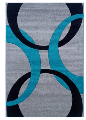 Stunning Linon Corfu Cu04 Grey / Turquoise Area Rug turquoise blue area rugs