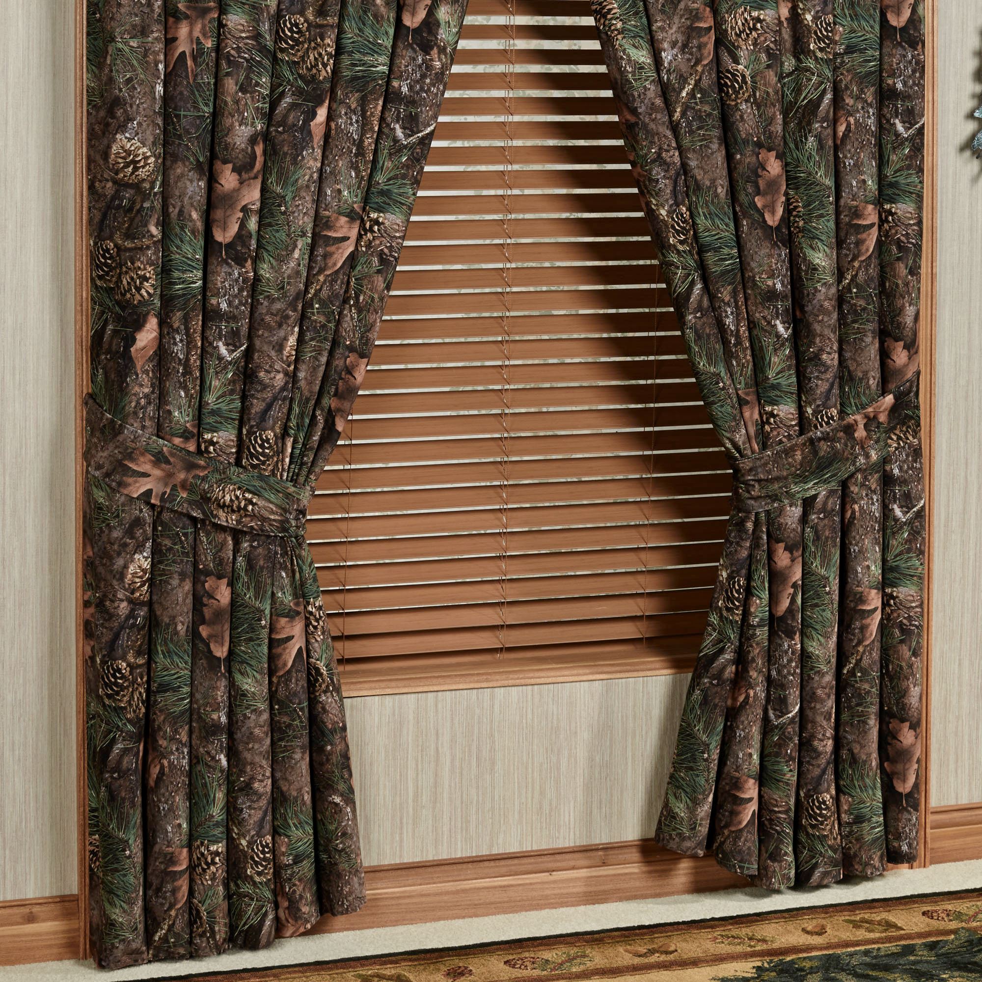 Stunning Mixed Pine Wide Curtain Pair Multi Warm 100 x 84 camo blackout curtains