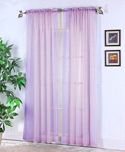 Stunning Qutain Linen Solid Viole Sheer Curtain Window Panel Drapes Set of Two (2) lilac sheer curtains