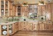 Stunning Retro Kitchen Area with Light Brown Shaker Kitchen Cabinet Style, Pale rustic wood kitchen cabinets
