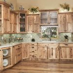 Stunning Retro Kitchen Area with Light Brown Shaker Kitchen Cabinet Style, Pale rustic wood kitchen cabinets