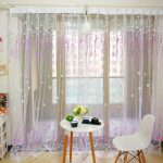 Stunning Romantic Purple Floral Pattern White Sheer Curtains floral pattern curtains