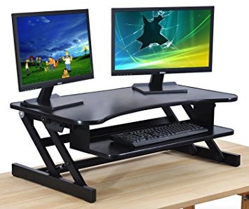 Stunning Standing Desk - Adjustable Height Desk Riser - Sturdy 32in. Wide Sit sit to stand desk riser