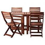 Stunning ÄPPLARÖ table and 4 folding chairs, outdoor, brown brown stained folding wooden garden furniture sets