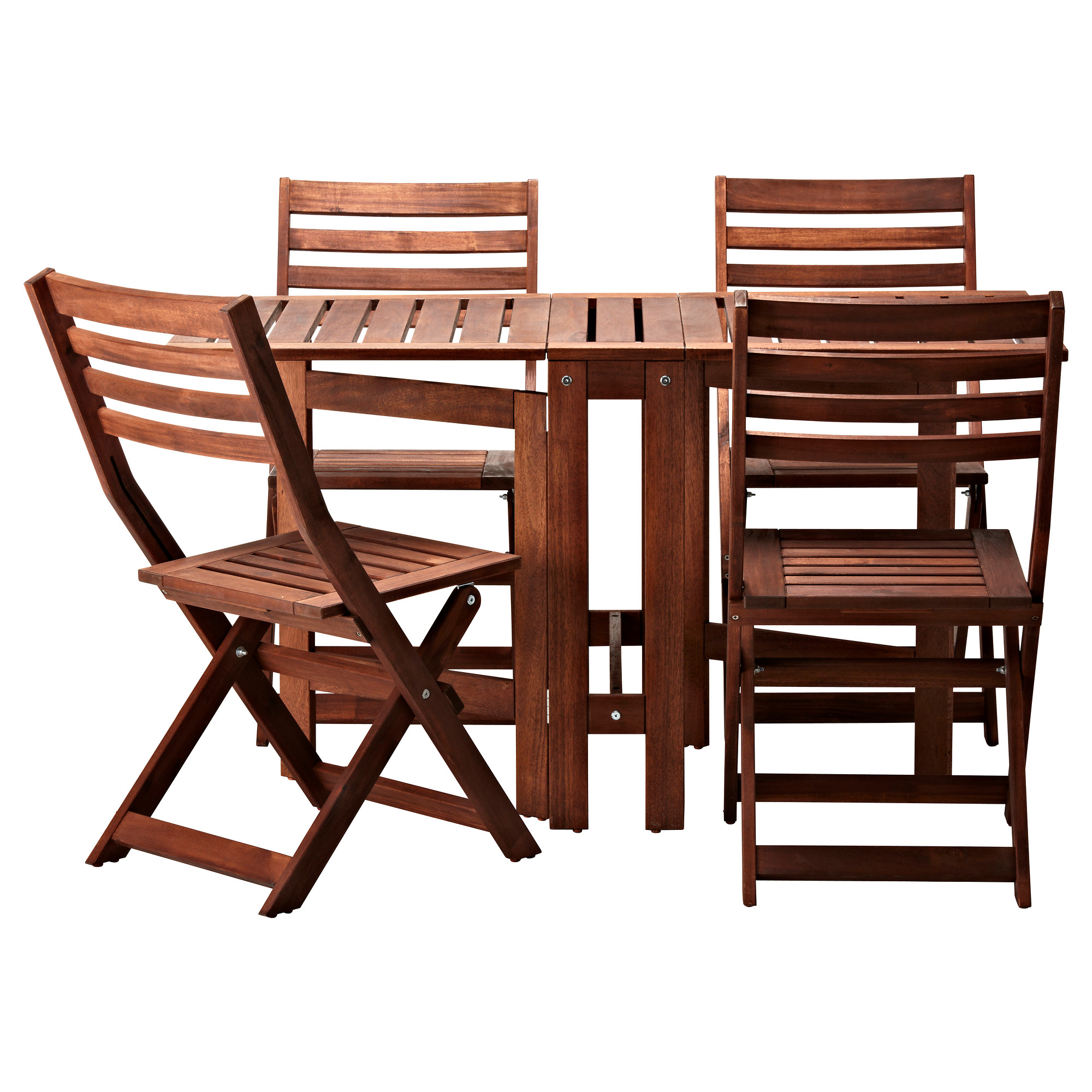 Stunning ÄPPLARÖ table and 4 folding chairs, outdoor, brown brown stained folding wooden garden furniture sets