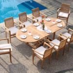 Stylish 9-Piece Grade-A Teak Dining Set teak garden furniture sets