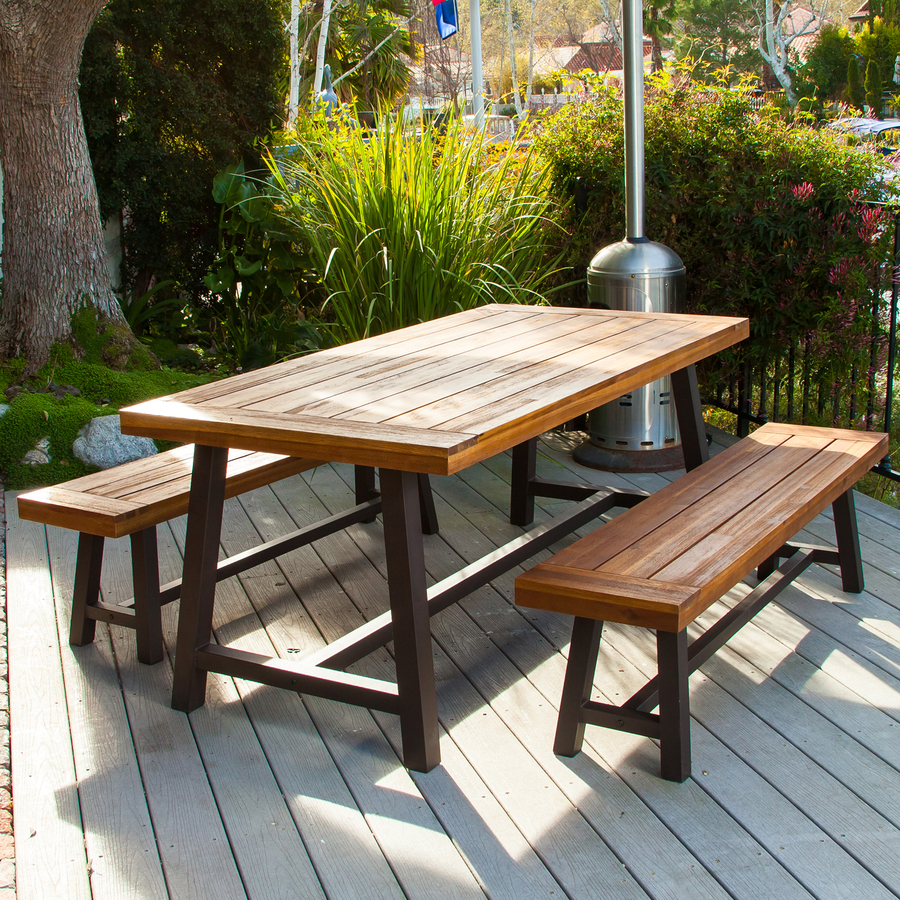 Stylish Best Selling Home Decor Carlisle 3-Piece Rustic Iron/Sandblast Wood Acacia Patio outdoor patio dining sets
