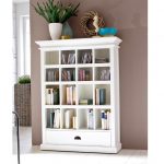 Stylish Country White Solid Wood Bookcase with Two Drawers white wooden bookshelf