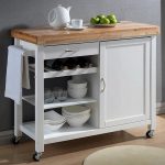 Stylish Denver White Kitchen Cart with Butcher Block Top kitchen carts and islands