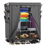 Stylish OxGord Portable Storage Organizer Wardrobe Closet u0026 Shoe Rack, Customizable  Shelves, Stainless metal wardrobe closet