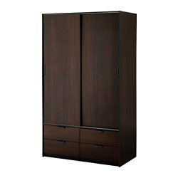 Stylish TRYSIL wardrobe w sliding doors/4 drawers, dark brown Width: 46 1/ portable wardrobe ikea