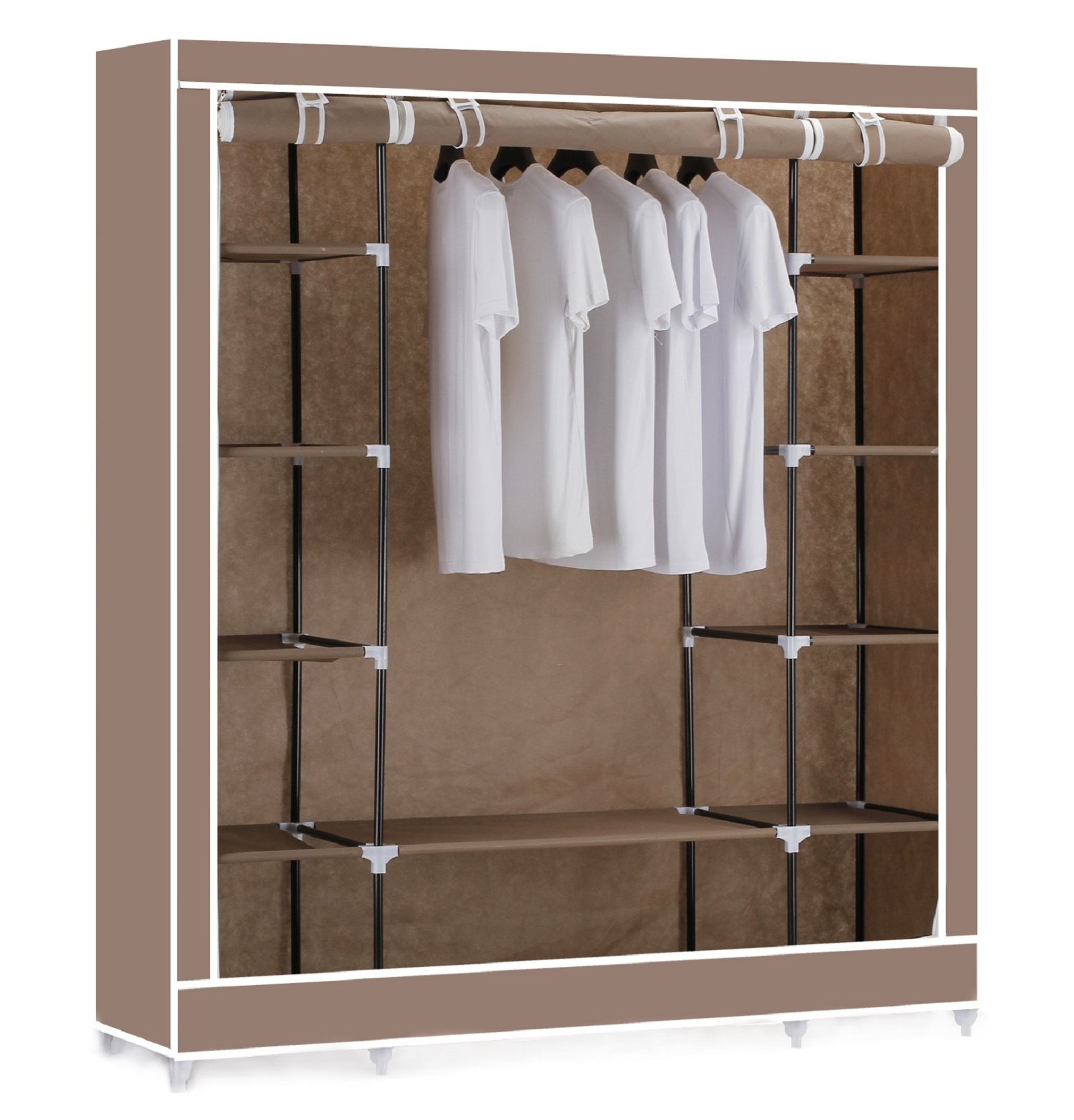 Stylish Vinsani-Triple-Canvas-Clothes-Wardrobe-Hanging-Rail-With- triple canvas wardrobe