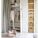 Stylish Wardrobe curtains + baskets open wardrobe storage