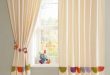 Stylish Timbuktales - Tab Top Curtains...THIS SWEET IVORY CURTAIN W/COLORFUL PRINTED tab top curtains with buttons