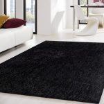 Trending 2-Piece Set | Solid Black Thick Plush Shag Area Rug with Rug Pad thick plush area rugs