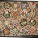 Trending COMPASS AND FLORAL MEDALLIONS ANTIQUE HOOKED RUG vintage hooked rugs