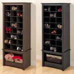 Trending Coolest Shoe Storage Cabi With Black And Brown Stained Walnut wooden shoe racks for closets