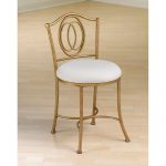 Trending Emerson Golden Bronze Vanity Stool with Linen Fabric bathroom stools and chairs