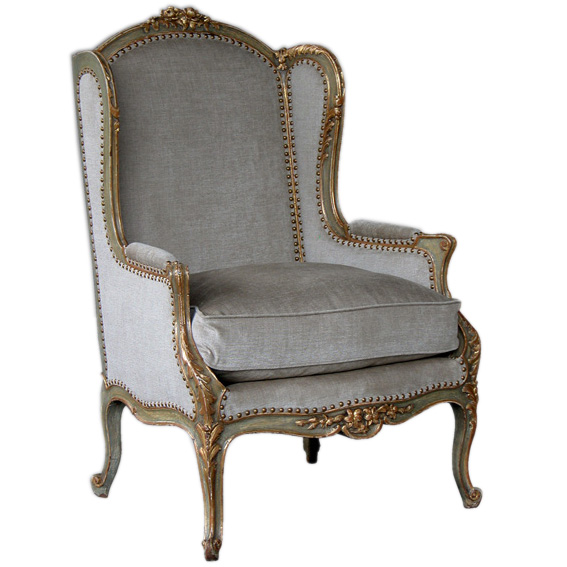 Trending Graceful French Rococo Style Celadon Painted Confessional Chair french rococo furniture