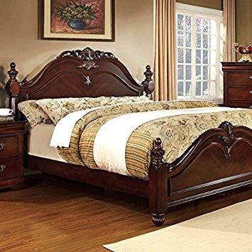 Trending Mandura English Style Cherry Finish Queen Size Bed Frame Set queen size bed frame