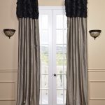 Trending Ruched Thai Silk Curtain - Midnight Black Header u0026 Silver Grey Panel silver grey curtains