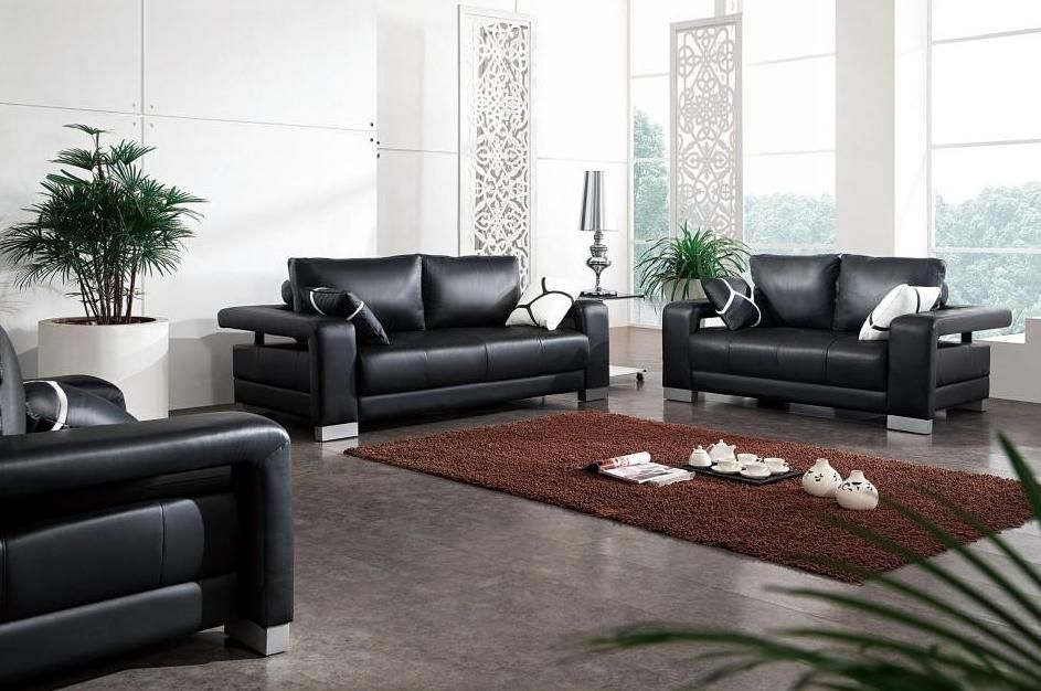 Unique Black Leather Sofa Set with Matching Throw Pillows leather sofa pillows