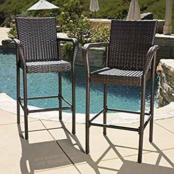 Unique This item (Set of 2) Stewart Outdoor Brown Wicker Barstool outdoor patio bar stools