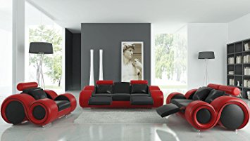 Unique VIG Furniture 4088 Red u0026 Black Leather Sofa Set black leather sofa set