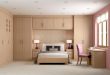 New Awesome Bedroom Design With Wooden Wall Mounted Wardrobe Cabinets Also  Office wall wardrobe design for bedroom