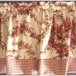 Best RED TOILE Curtain Valance - Waverly La Ferme pattern - ROOSTERS waverly toile curtains