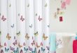 Cozy White Funny Panel Decorated with Butterfly shower curtains white butterfly curtains