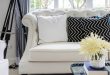 Chic White sofa with a white pillow and black pillow with white crooked white sofa pillows