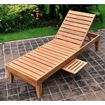 Elegant Deluxe Teak Chaise Lounge with Tray wood chaise lounge outdoor