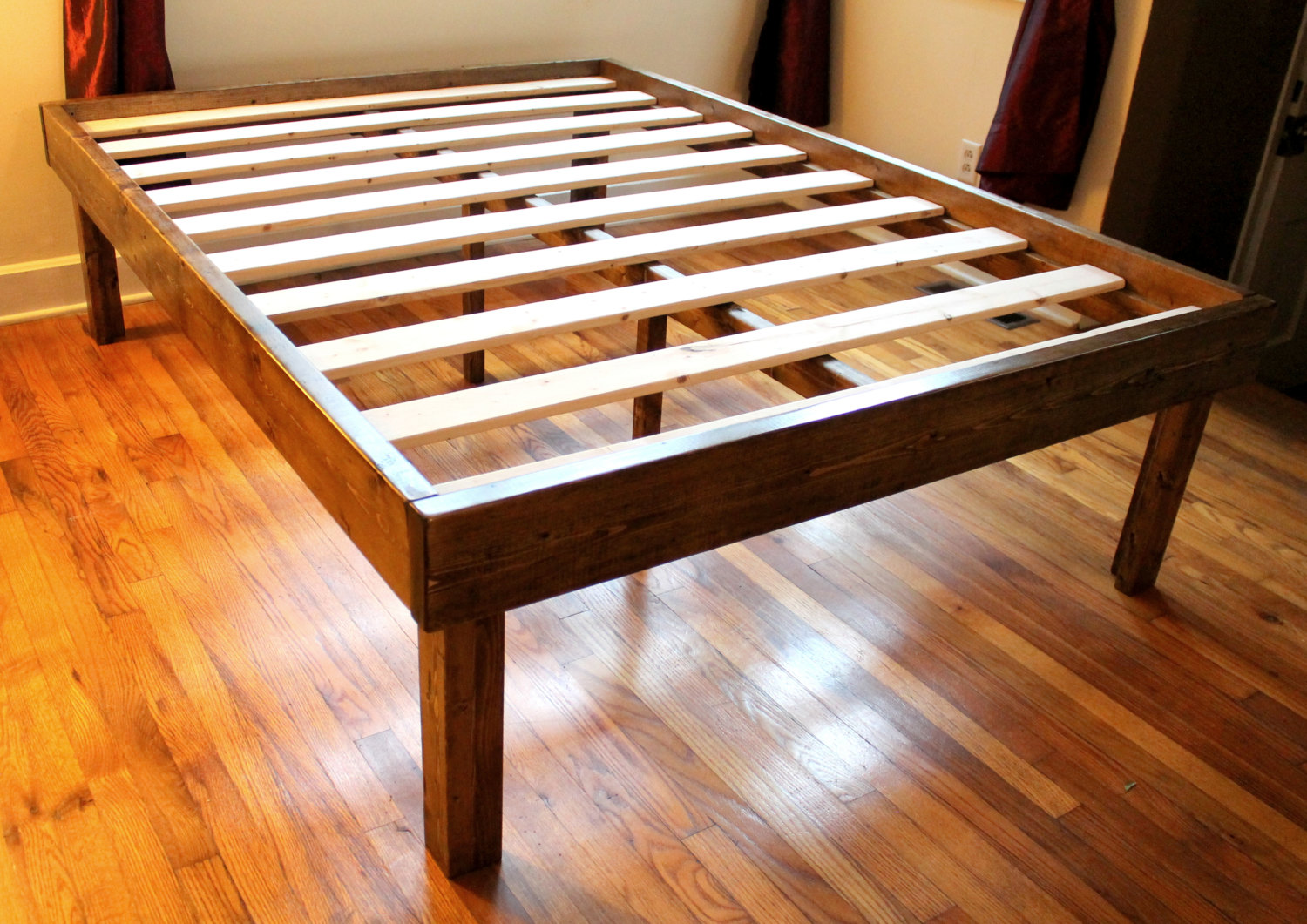 Best ... Rustic Wood Minimalist Bed Frame - Twin Full Queen King. ?zoom wood platform bed frame queen