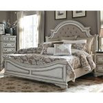 ... antique white traditional upholstered king size bed - magnolia manor TRJUKZV