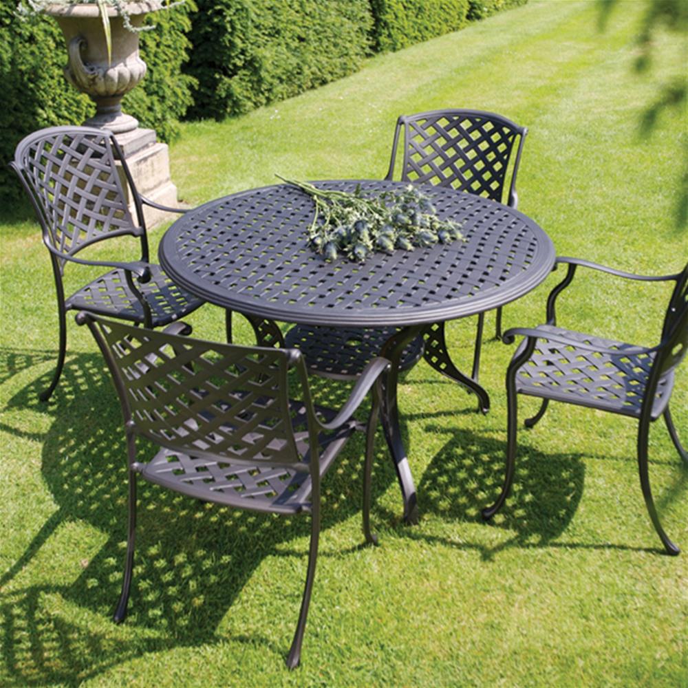 ... bramblecrest genoa 4 seat round cast aluminium garden furniture set YKYRCXH