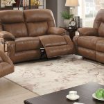 3 pcs dark brown breathable leatherette loveseat recliner sofa set EXSMSTP