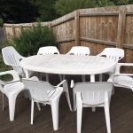 8 seat white plastic garden table chair set in ipswich PKFXRUC