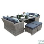 8pc high back sofa cube rattan furniture set - natural tri-weave KCJVBJN