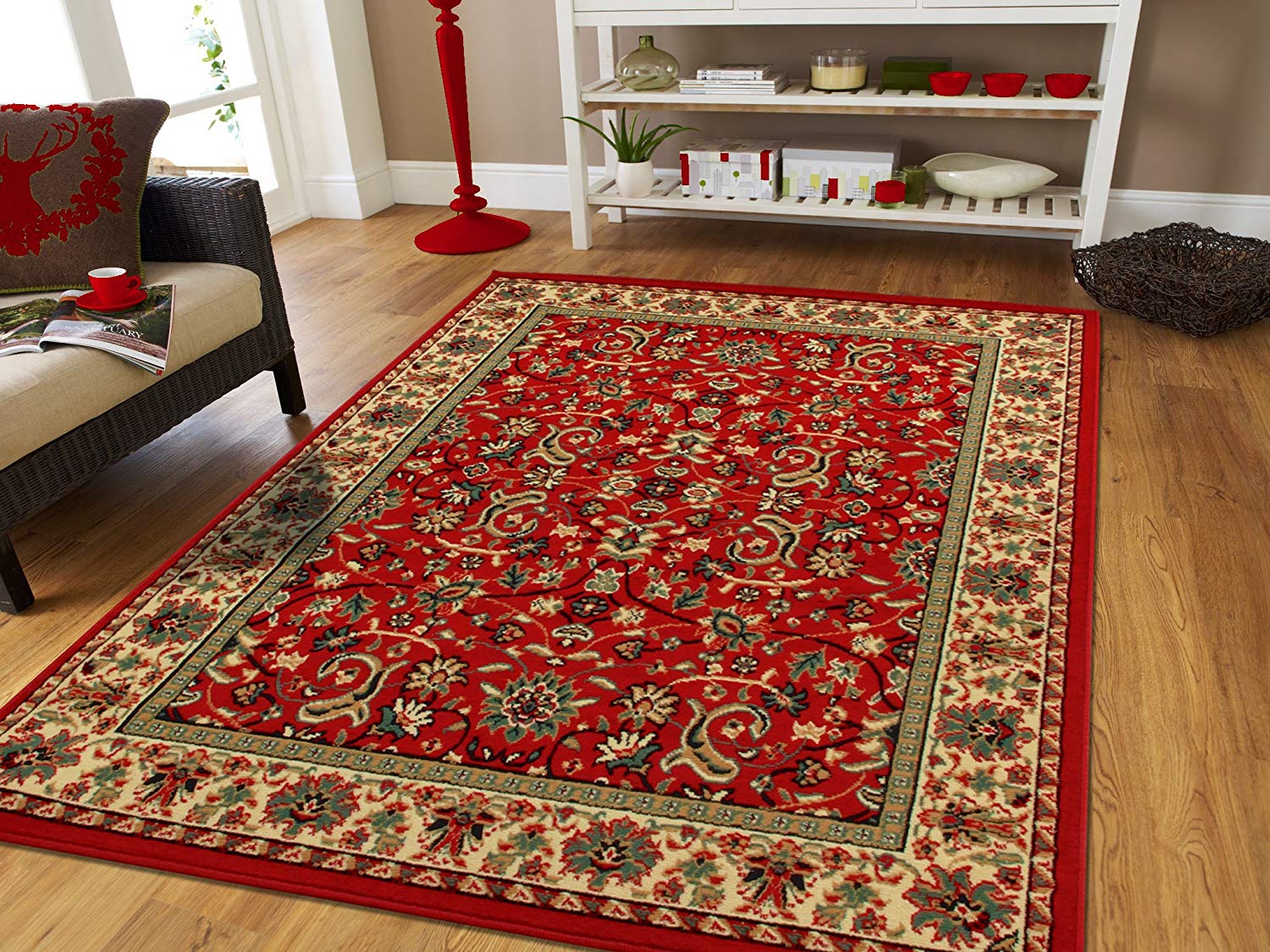 amazon.com: large persian rugs for living room 8x11 red green beige BVIESDT