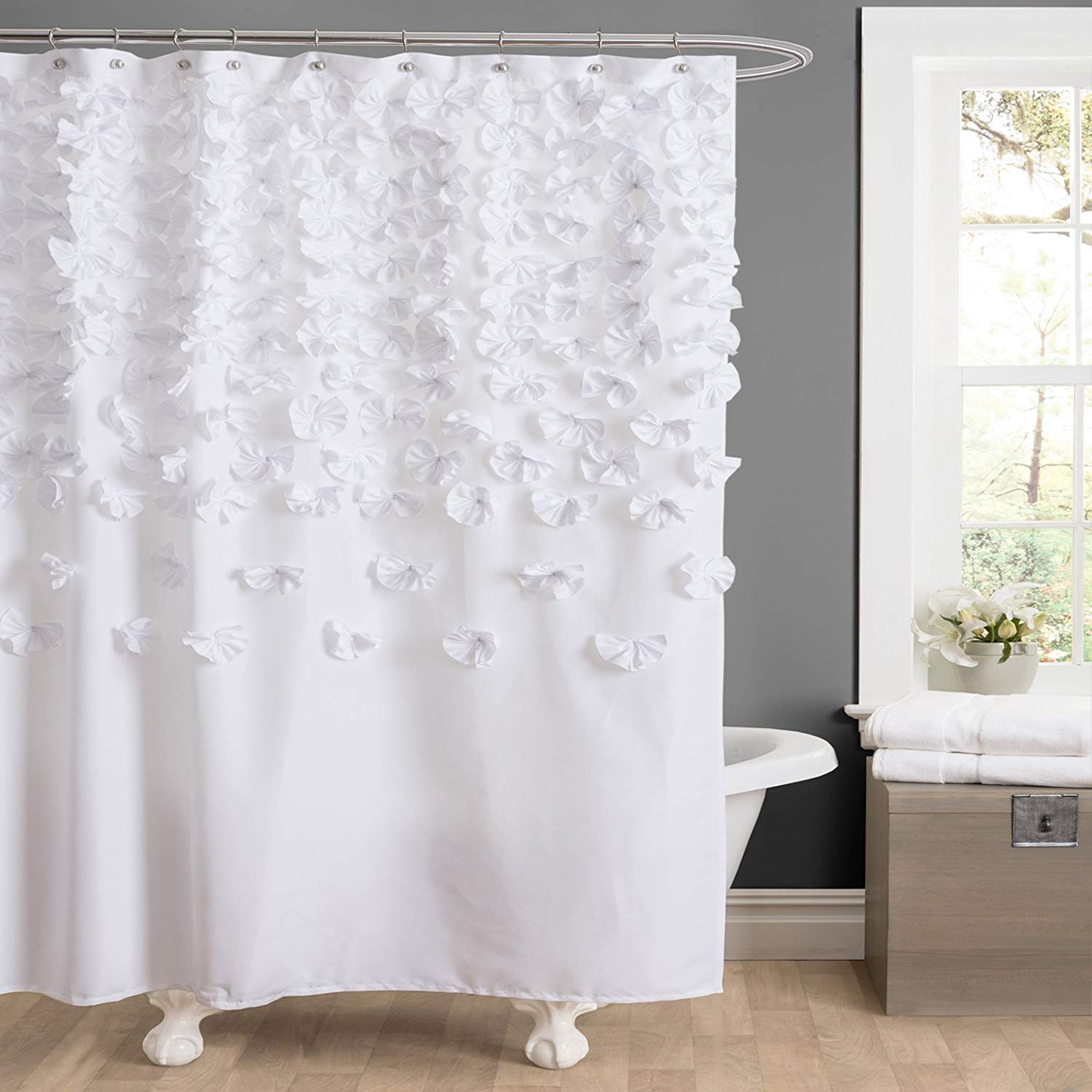 amazon.com: lush decor lucia shower curtain, 72 by 72-inch, white: home MMSICDY