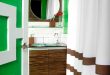 bathroom paint ideas kelly green bathroom with contemporary wood vanity IKEHOQY