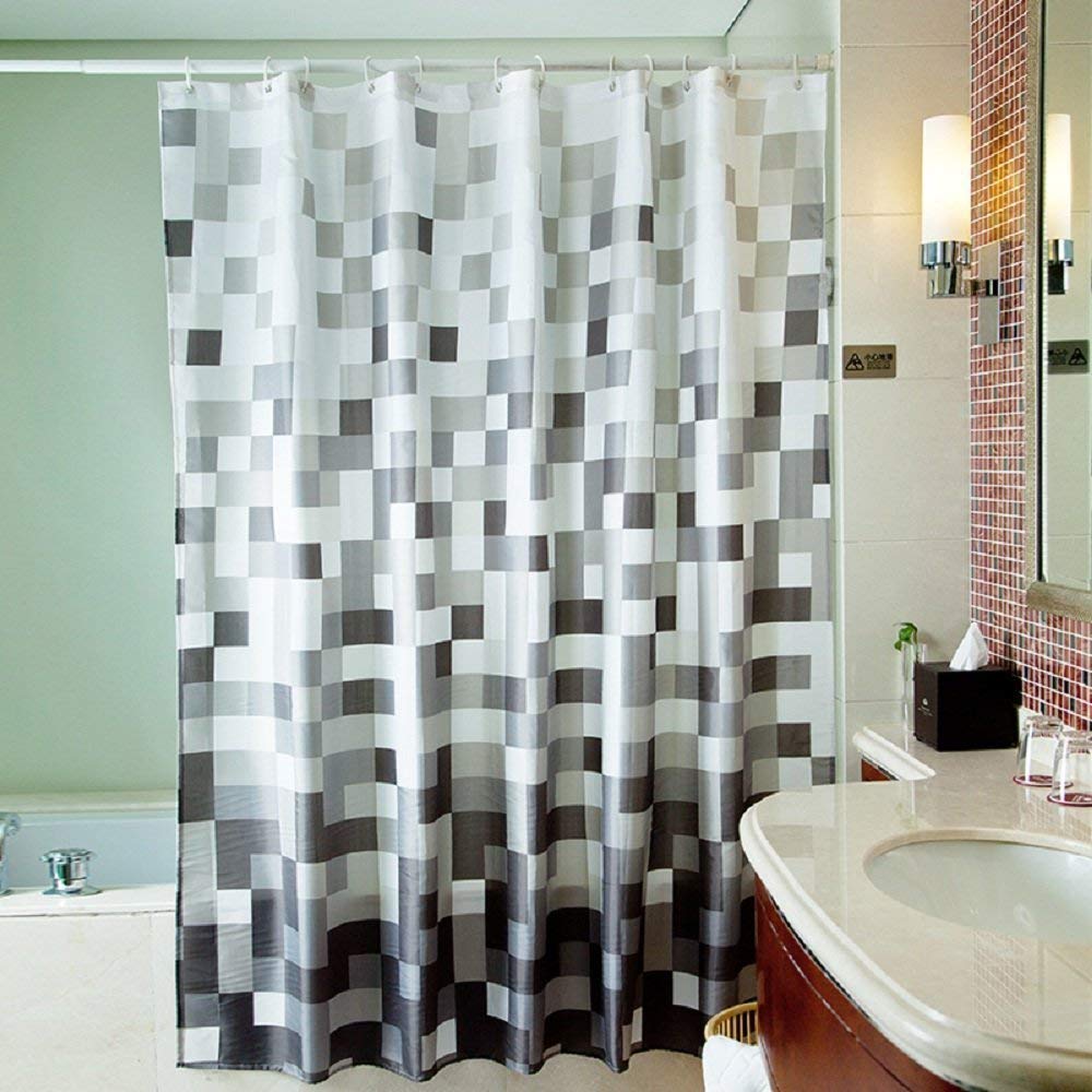 bathroom shower curtains amazon.com: uphome 72 x 78 inch fashion grey cube pattern ombre WGQBXSB