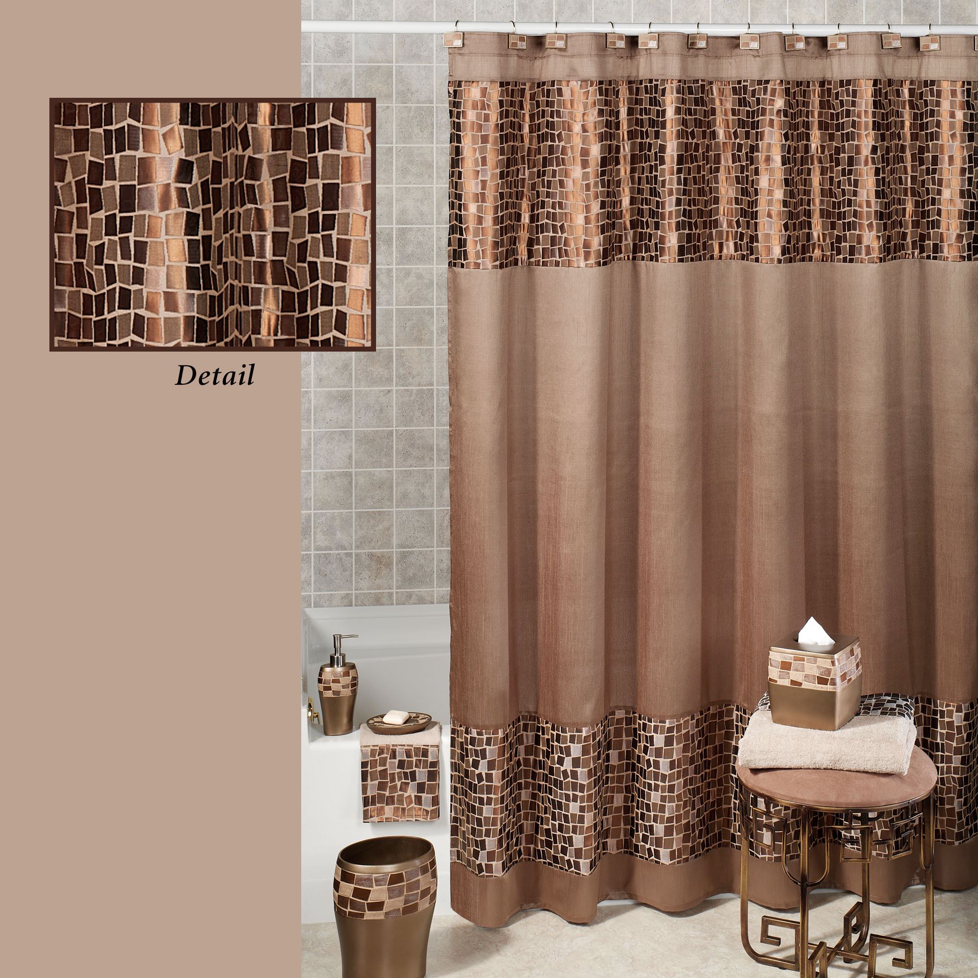 bathroom shower curtains bronze mosaic stone shower curtain 70 x 72 ZUTYLML